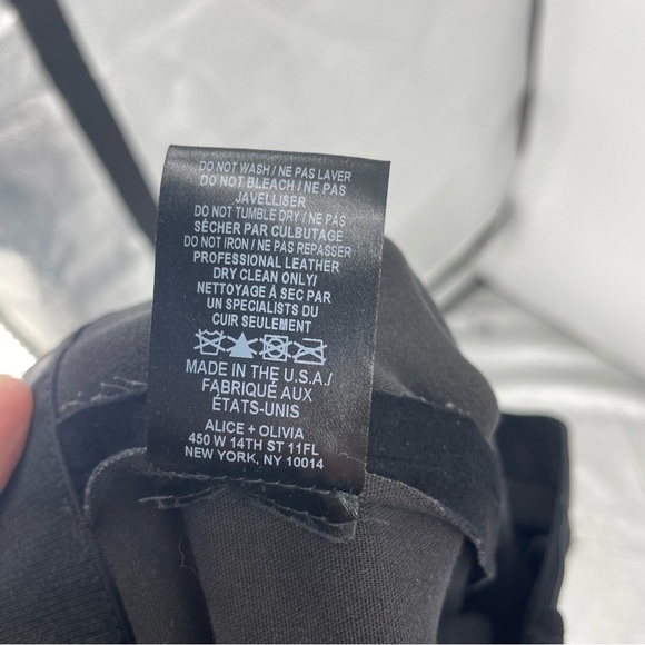 Alice + Olivia Lamb Leather Exposed Front Zip Ponte Combo Womens 0 Skinny Pant - Picture 11 of 11